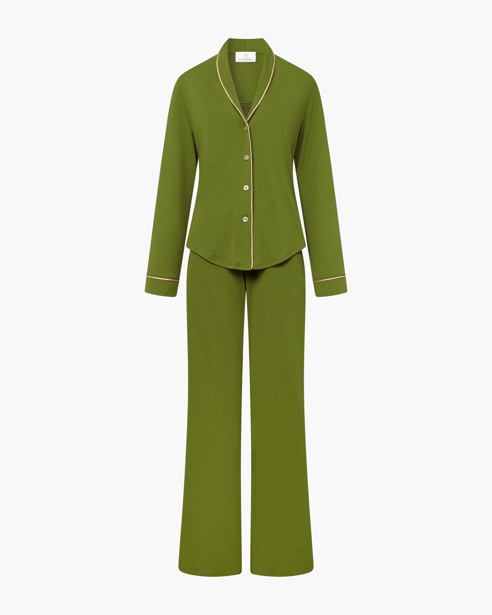 Green Set - Pima Lusso Long Sleeve Top & Pant Pajama Set