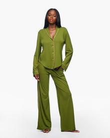 Green Set - Pima Lusso Long Sleeve Top & Pant Pajama Set
