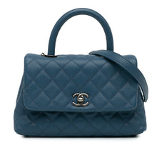 Chanel | Pre-Owned Mini Quilted Caviar Coco Top Handle Bag | Blue/Navy