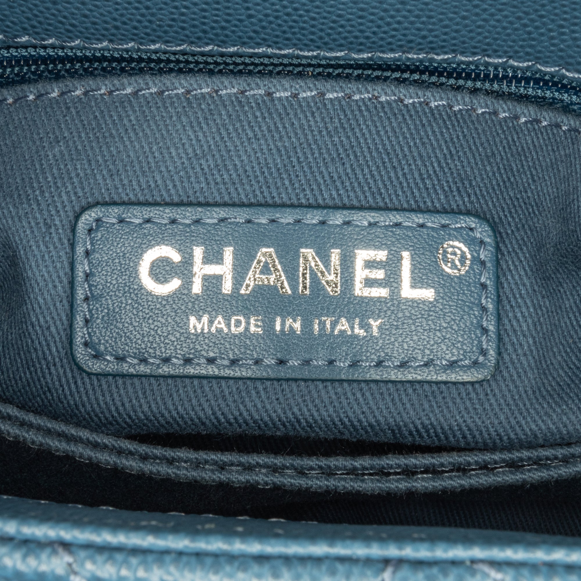 Chanel | Pre-Owned Mini Quilted Caviar Coco Top Handle Bag | Blue/Navy