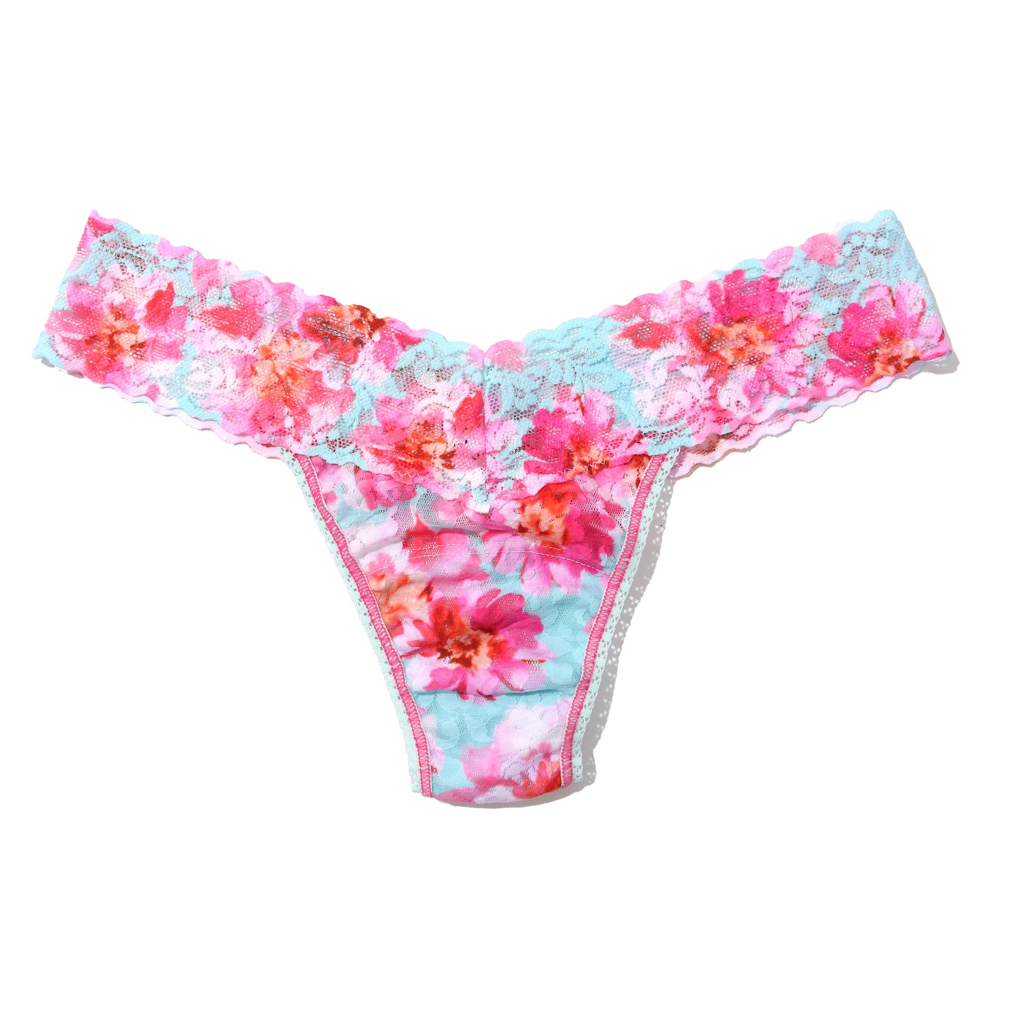 Signature Lace Low Rise Thong | First Bloom (Blue)