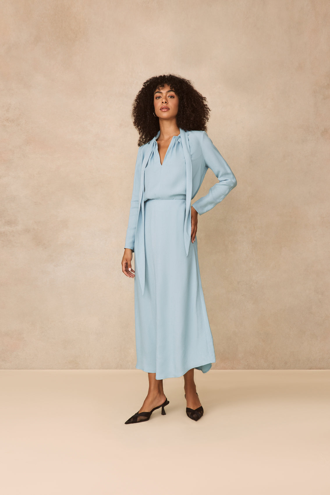 Textured Fluid Crepe Skirt | Frost