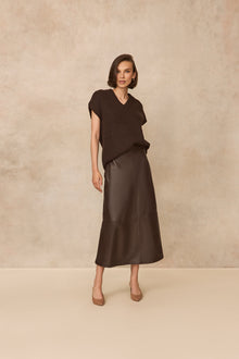 Button Detail Sleeveless Sweater | Chocolate