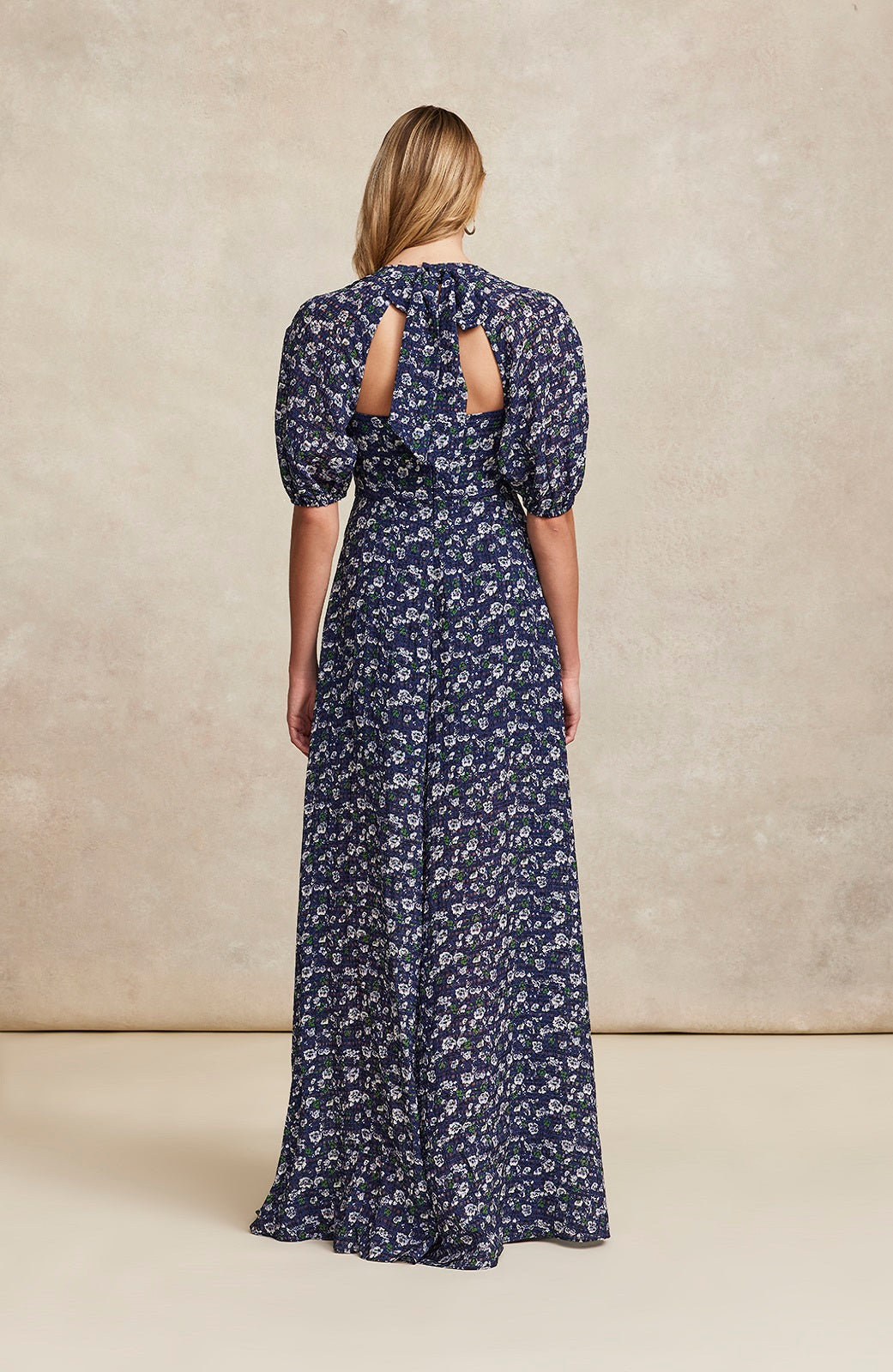 Plaid Floral Crepe Maxi Dress | Ink Multi