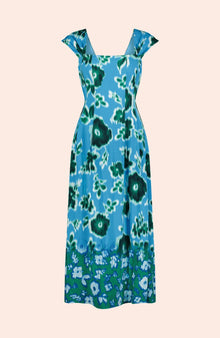 Ikat Crepe Midi Dress | Cerulean Multi