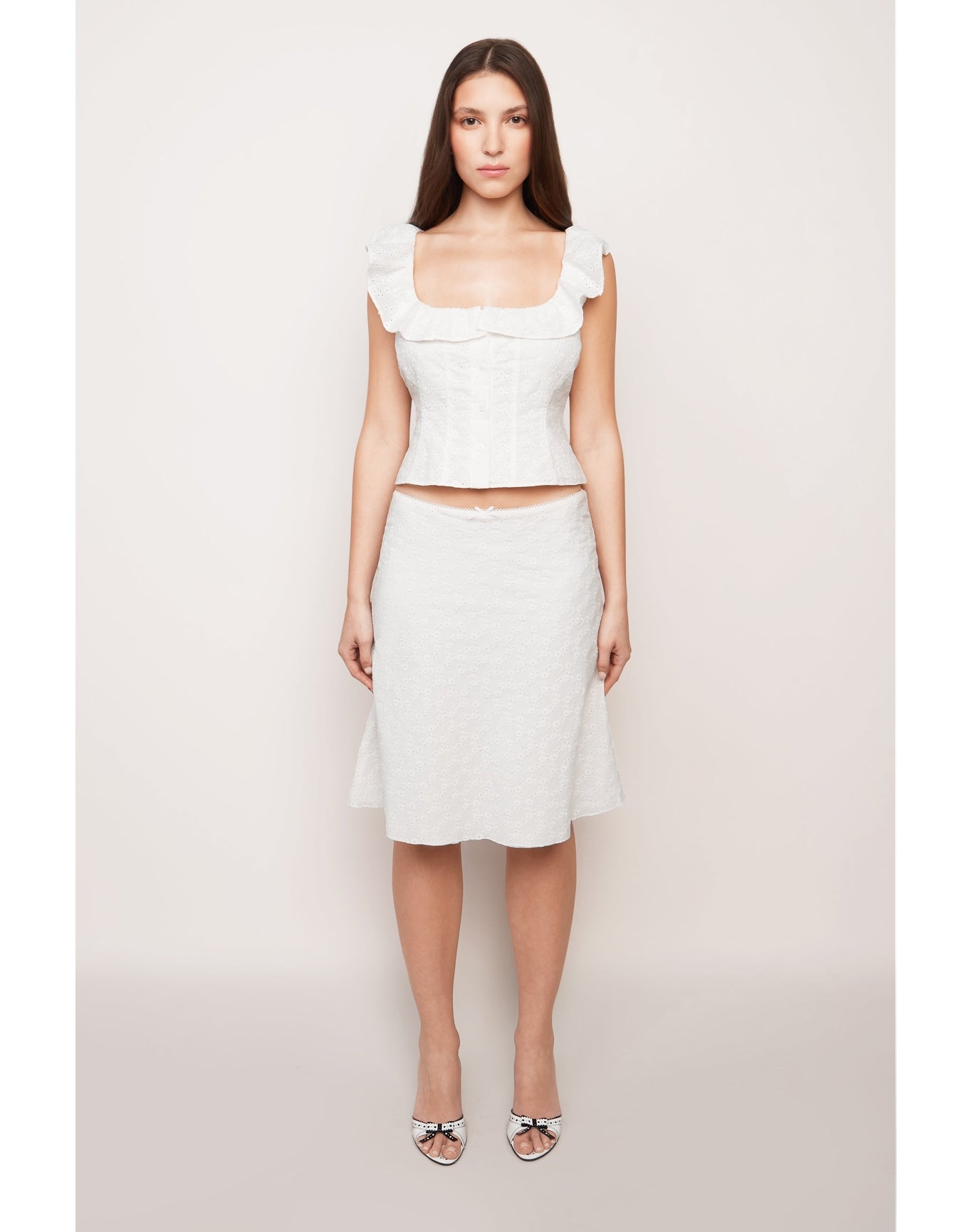 Paloma Skirt In Cotton Eyelet | White