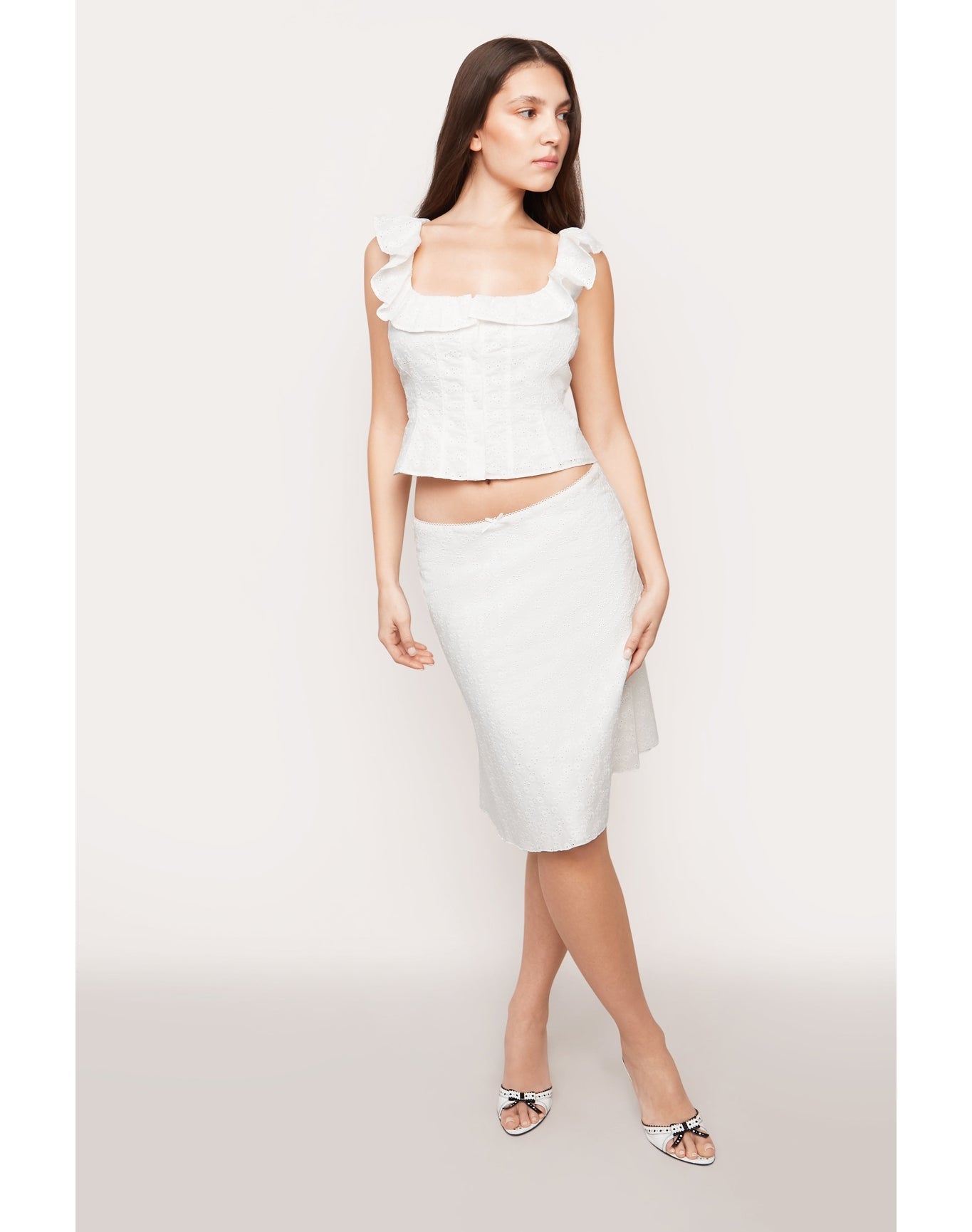 Paloma Skirt In Cotton Eyelet | White