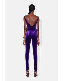 Pat Globe Velvet Bodysuit | Purple