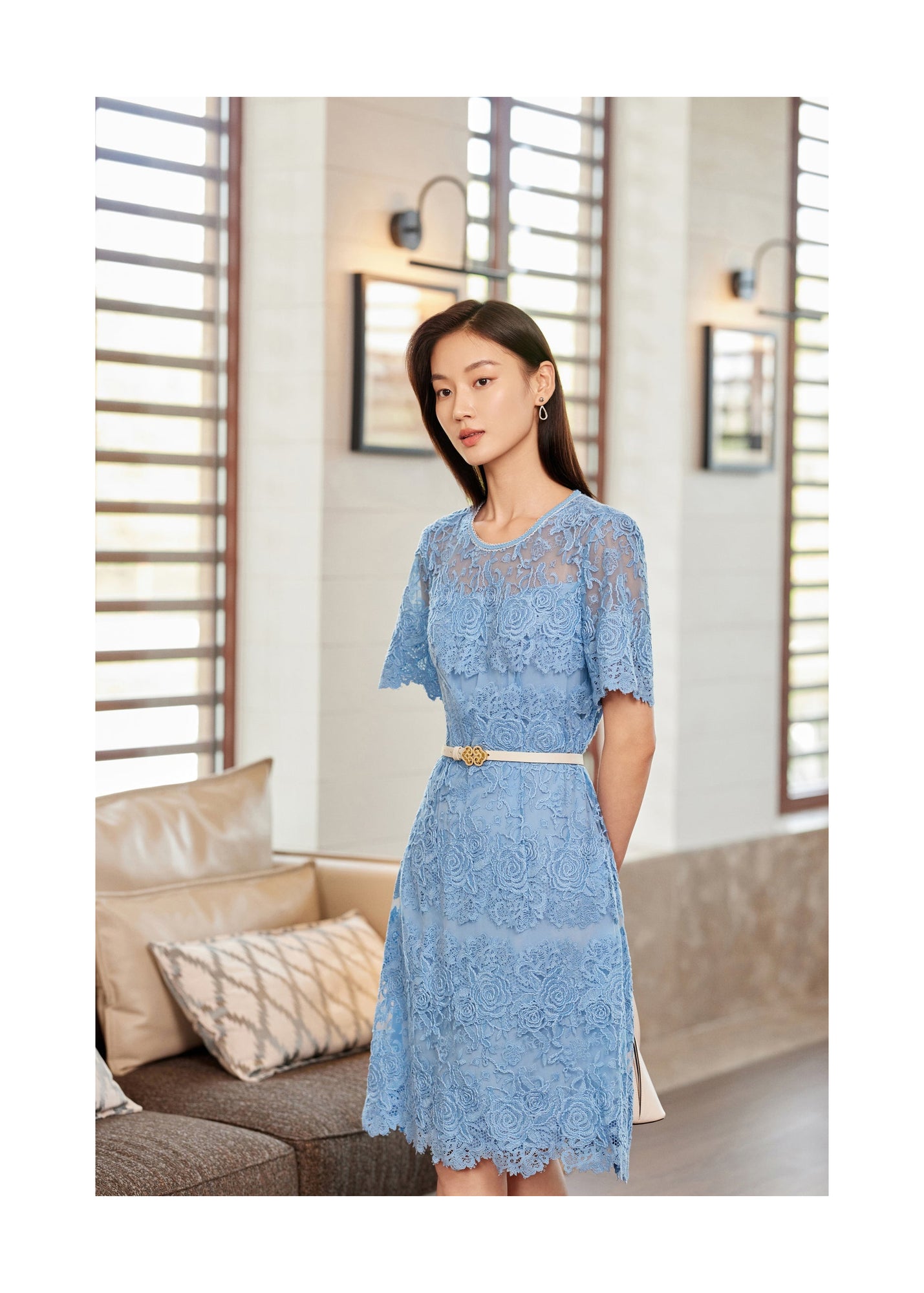 Peony Embroidered Dress | Blue