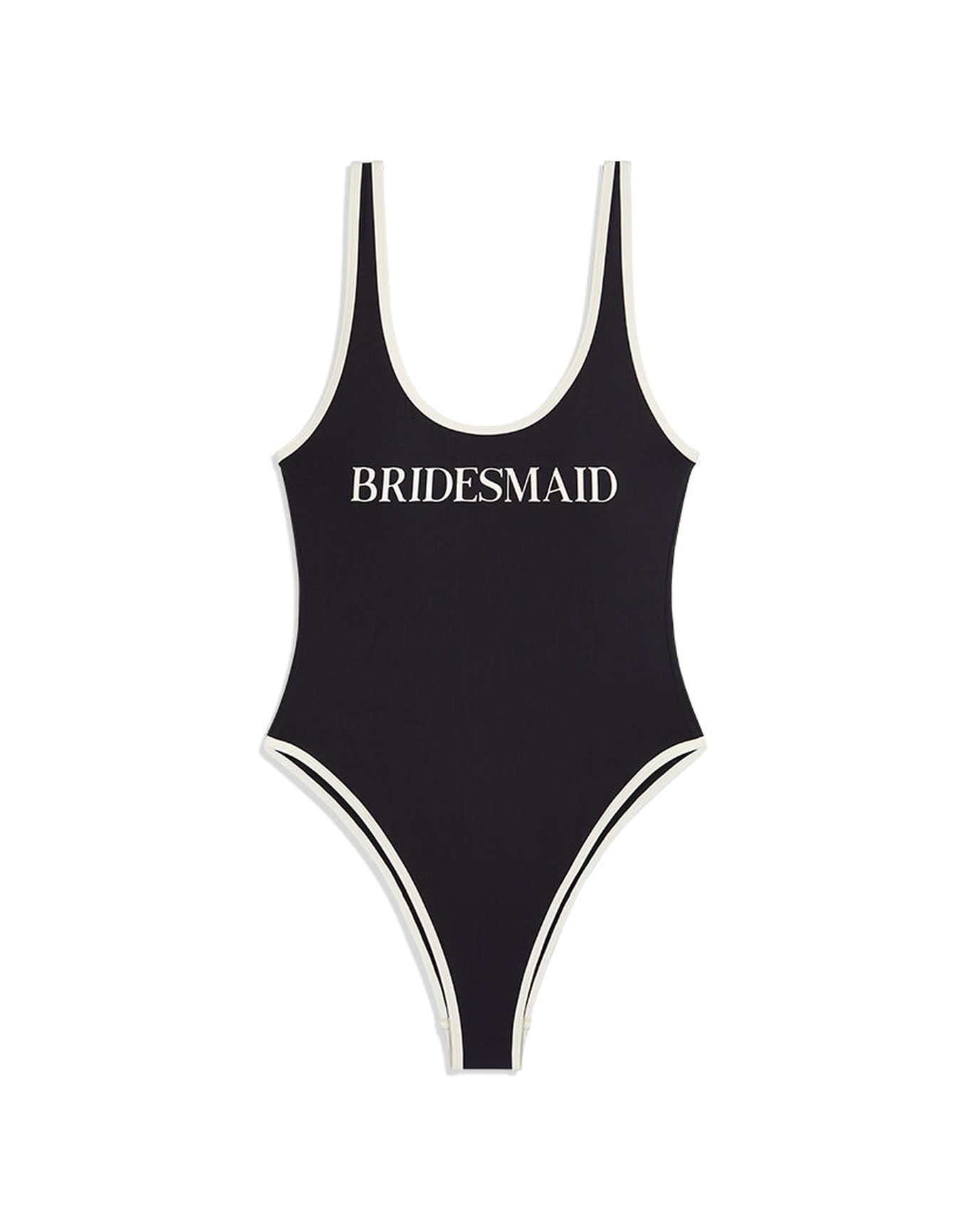 Piped Scoop Bridesmaid One Piece | Black