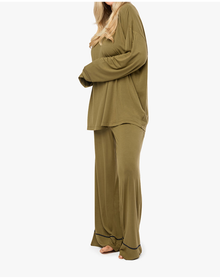 Piped Wide Leg Pant | Fern x Black