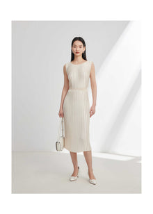 Pleated Dress | Beige