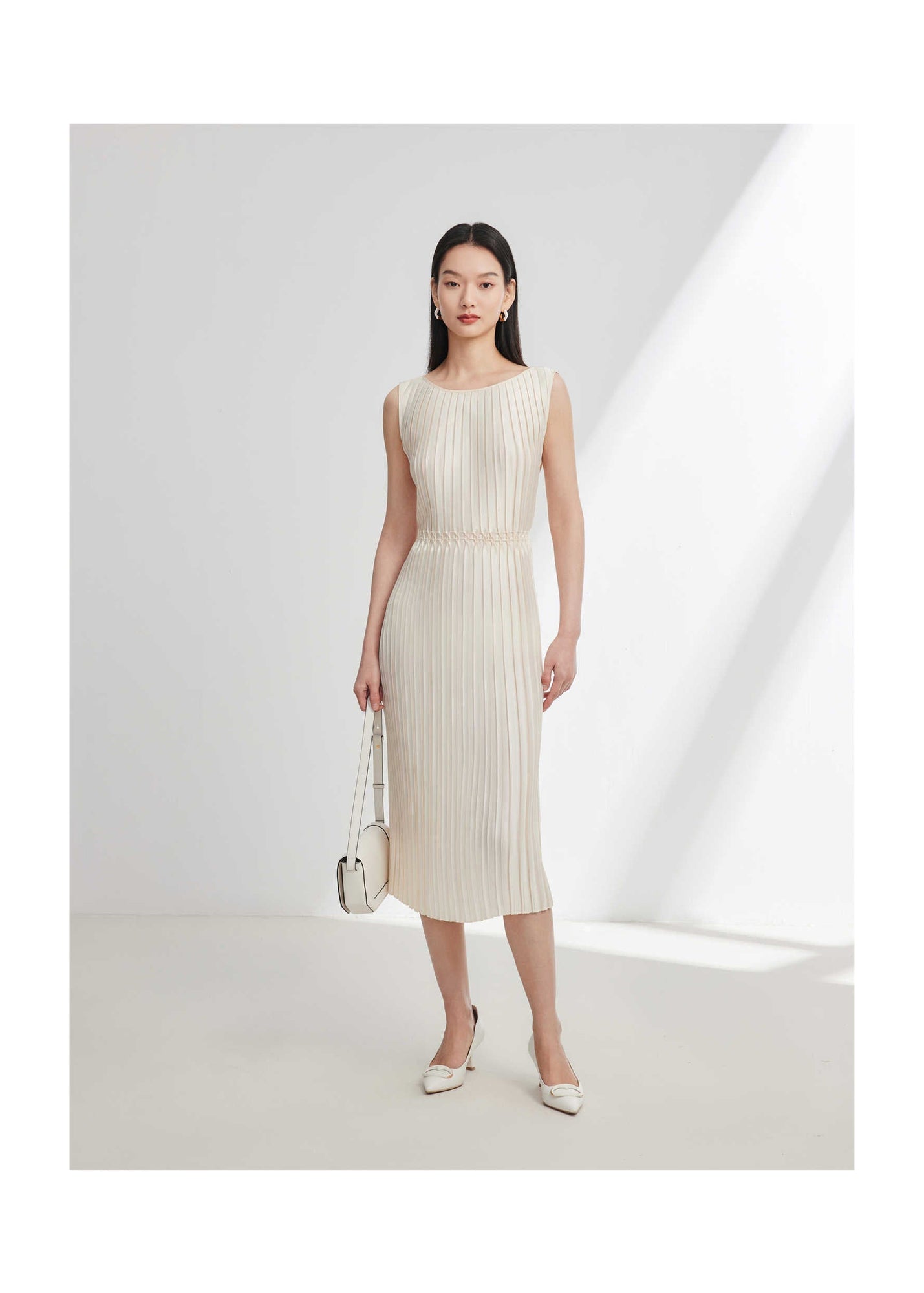 Pleated Dress | Beige