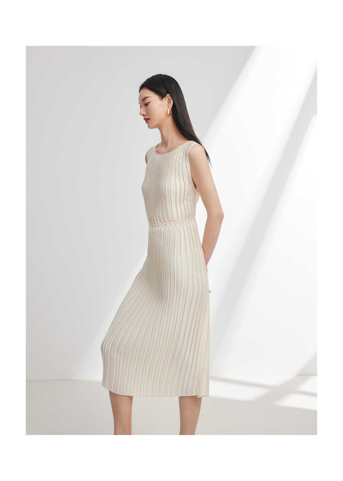 Pleated Dress | Beige
