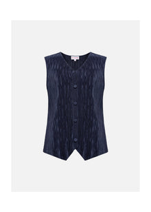 Pleated Textured Vest | Navy