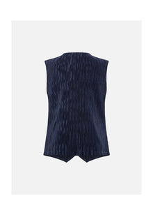 Pleated Textured Vest | Navy