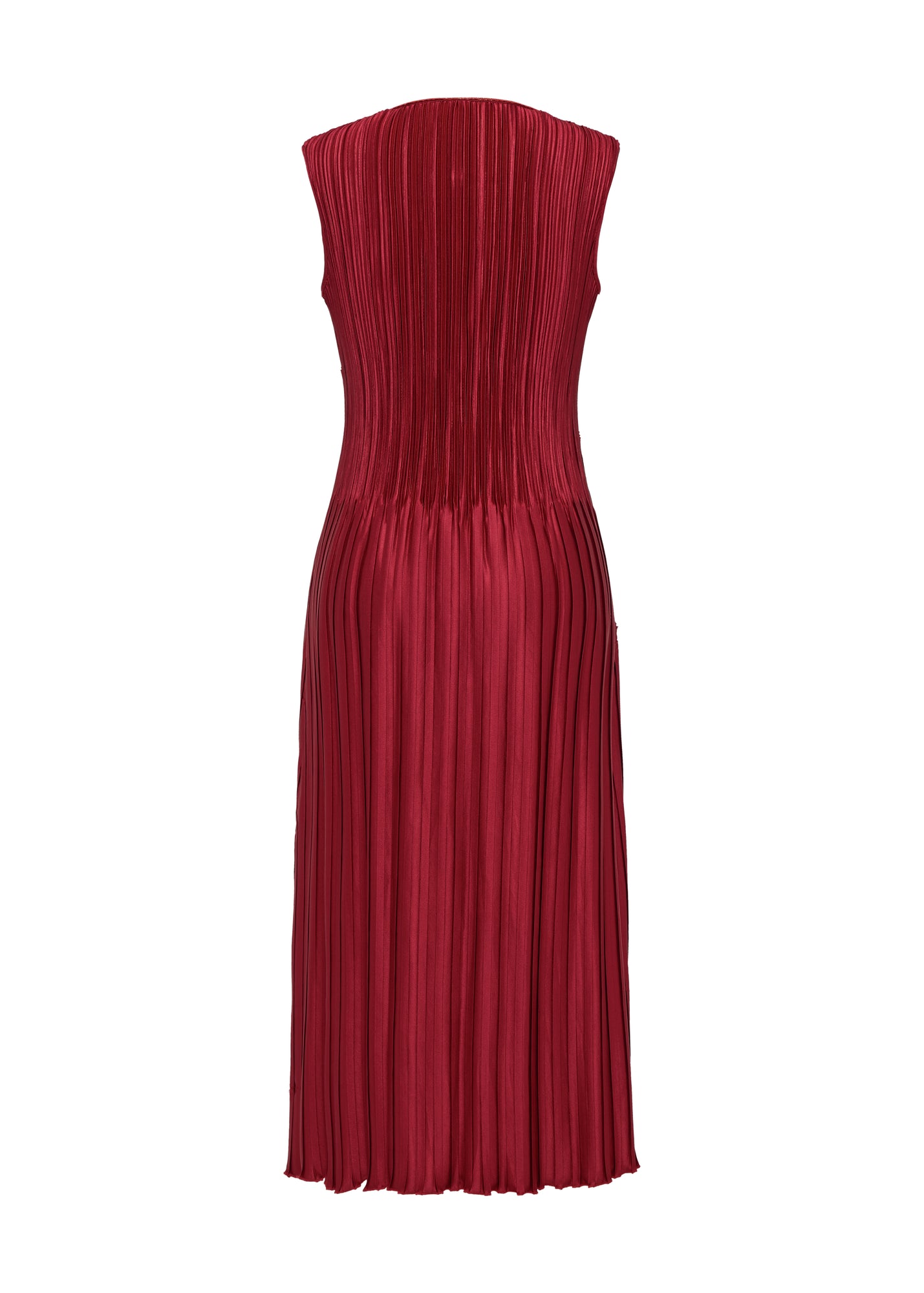 Pleated Waist-Cinched Dress | Red
