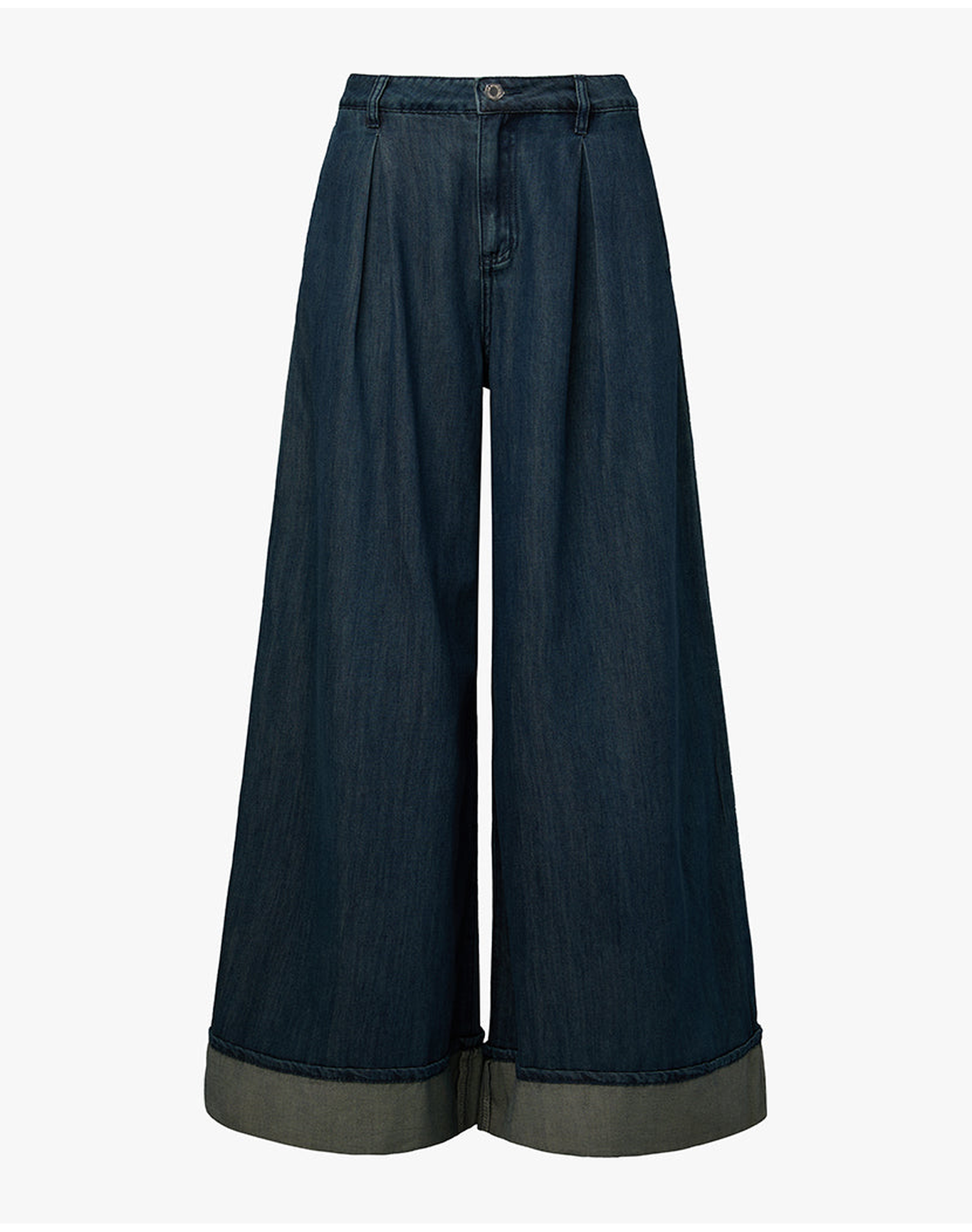 Pleated Wide Leg Jean | Mid Wash