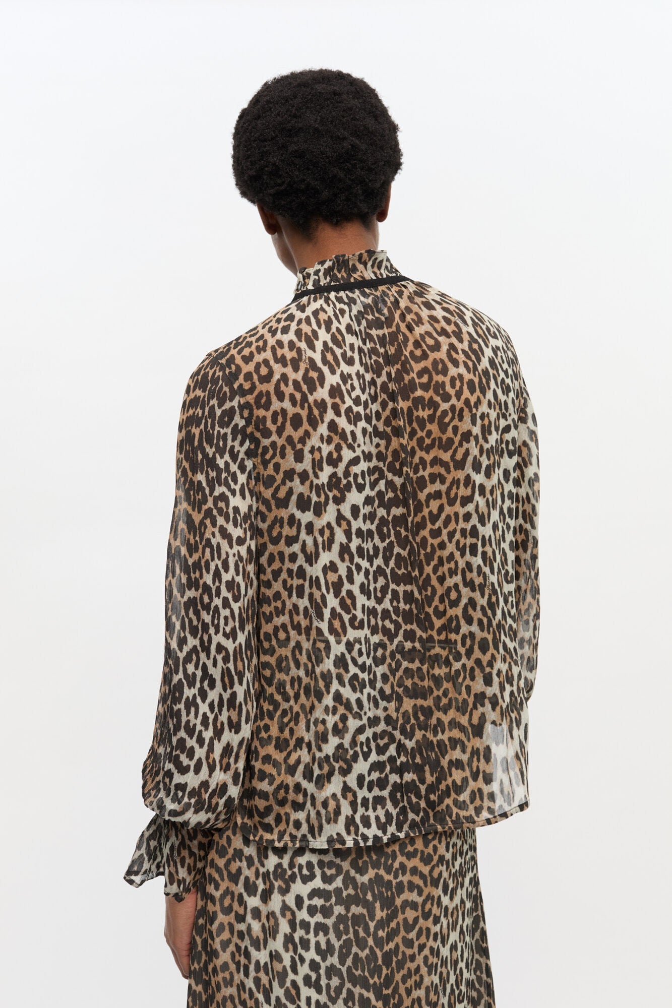 Print Chiffon Tie String Shirt | Leopard