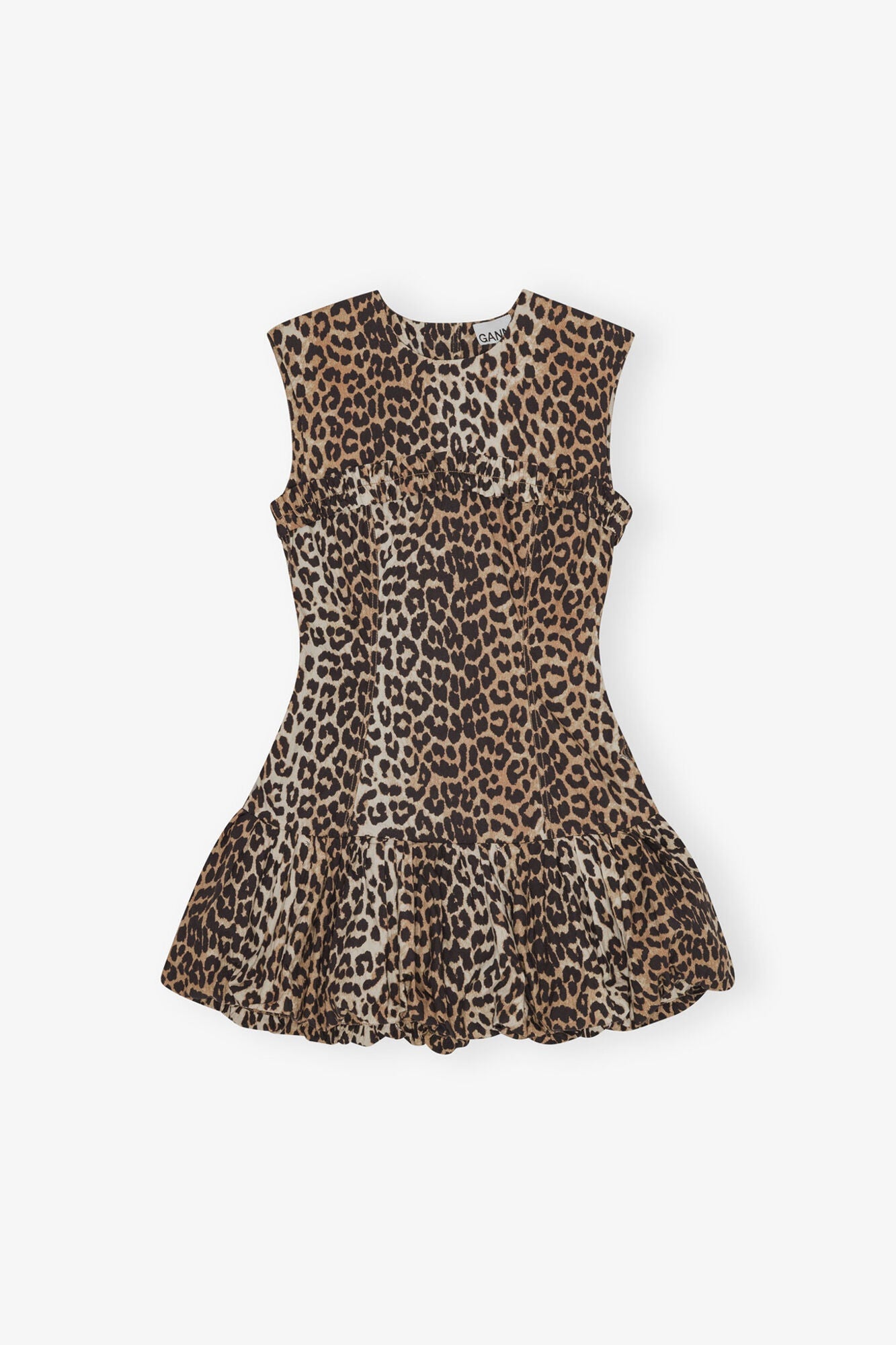 Print Cotton Mini Dress | Leopard