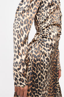 Print Satin Midi Dress | Leopard