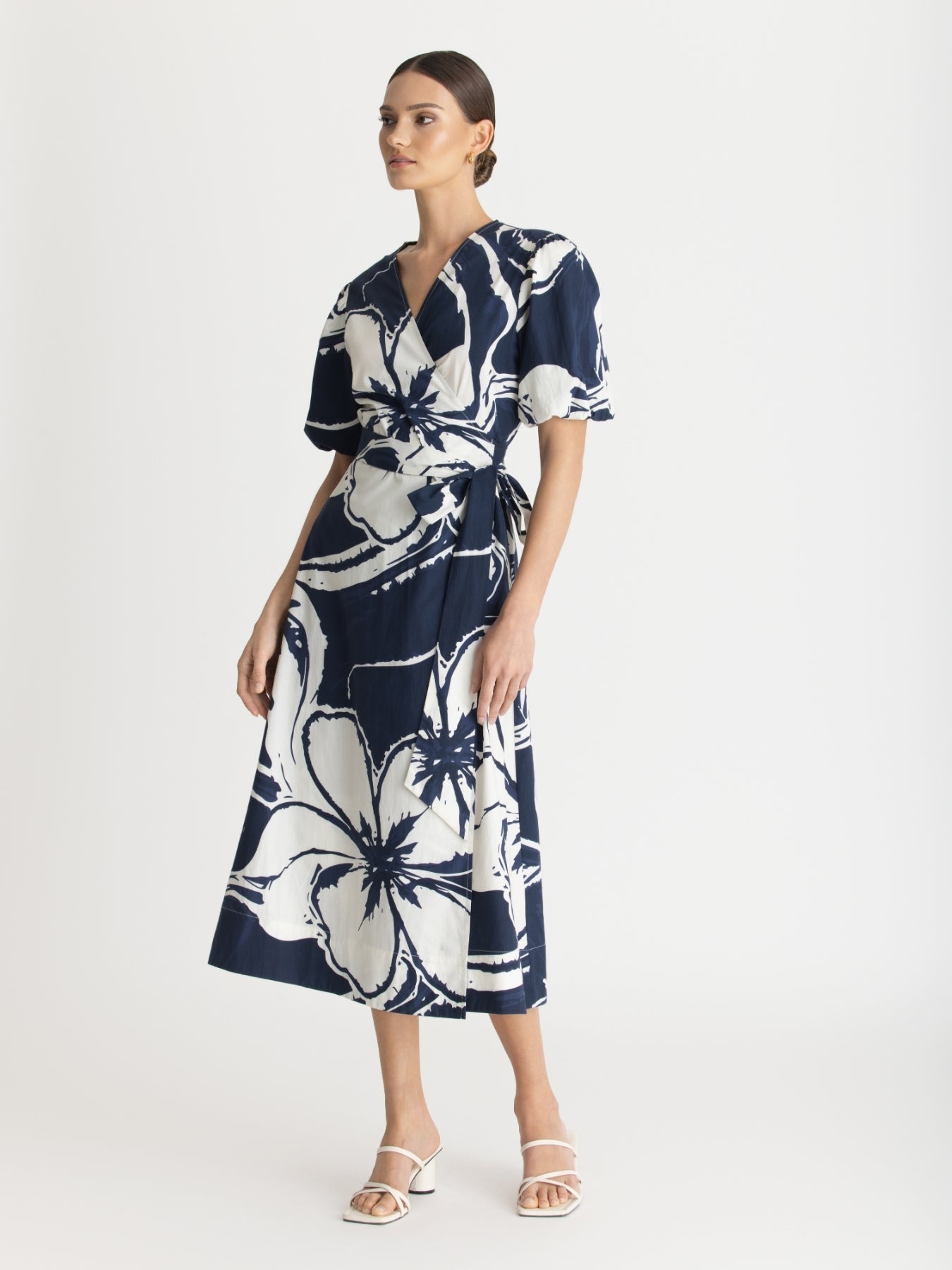 Printed Cotton Poplin Kyra Dress | Sora Navy