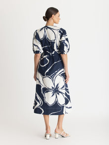 Printed Cotton Poplin Kyra Dress | Sora Navy