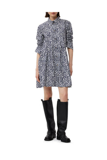 Printed Cotton Poplin Mini Shirt Dress | Egret