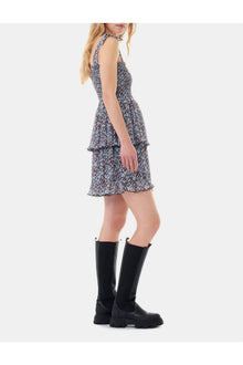 Printed Pleated Georgette Mini Dress | Phantom