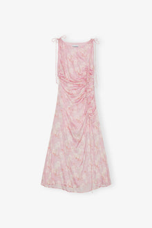 Printed Satin Gathered Dress | Primrose Pink