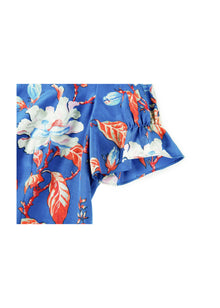 Printed Waist-fitted Dress | Blue