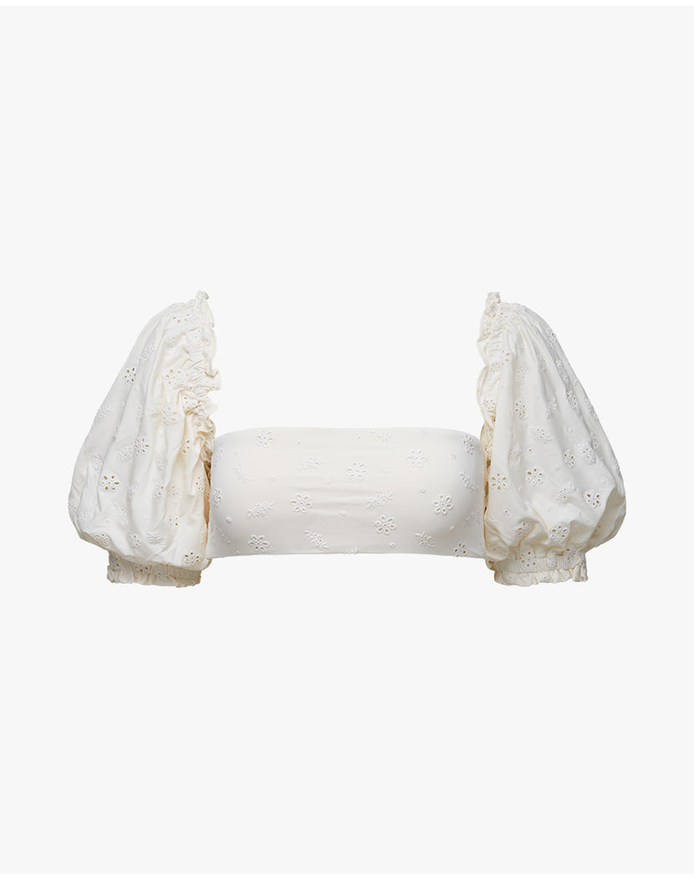 Puff Sleeve Eyelet Bikini Top | Off White