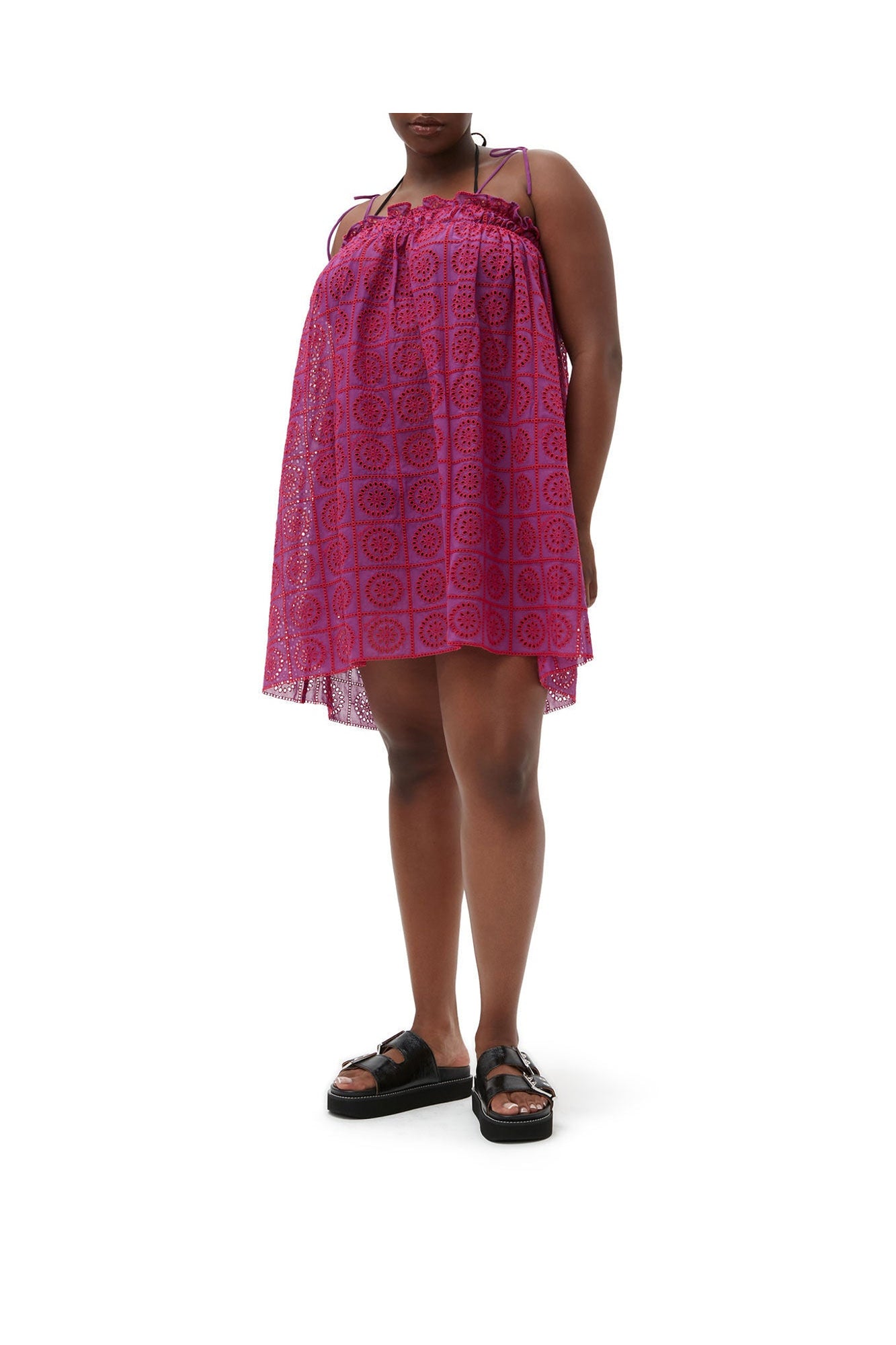 Purple Broderie Anglaise Strap Dress | Sparkling Grape