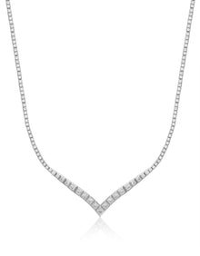 Pyramid V Tennis Necklace - Silver | Plated Silver