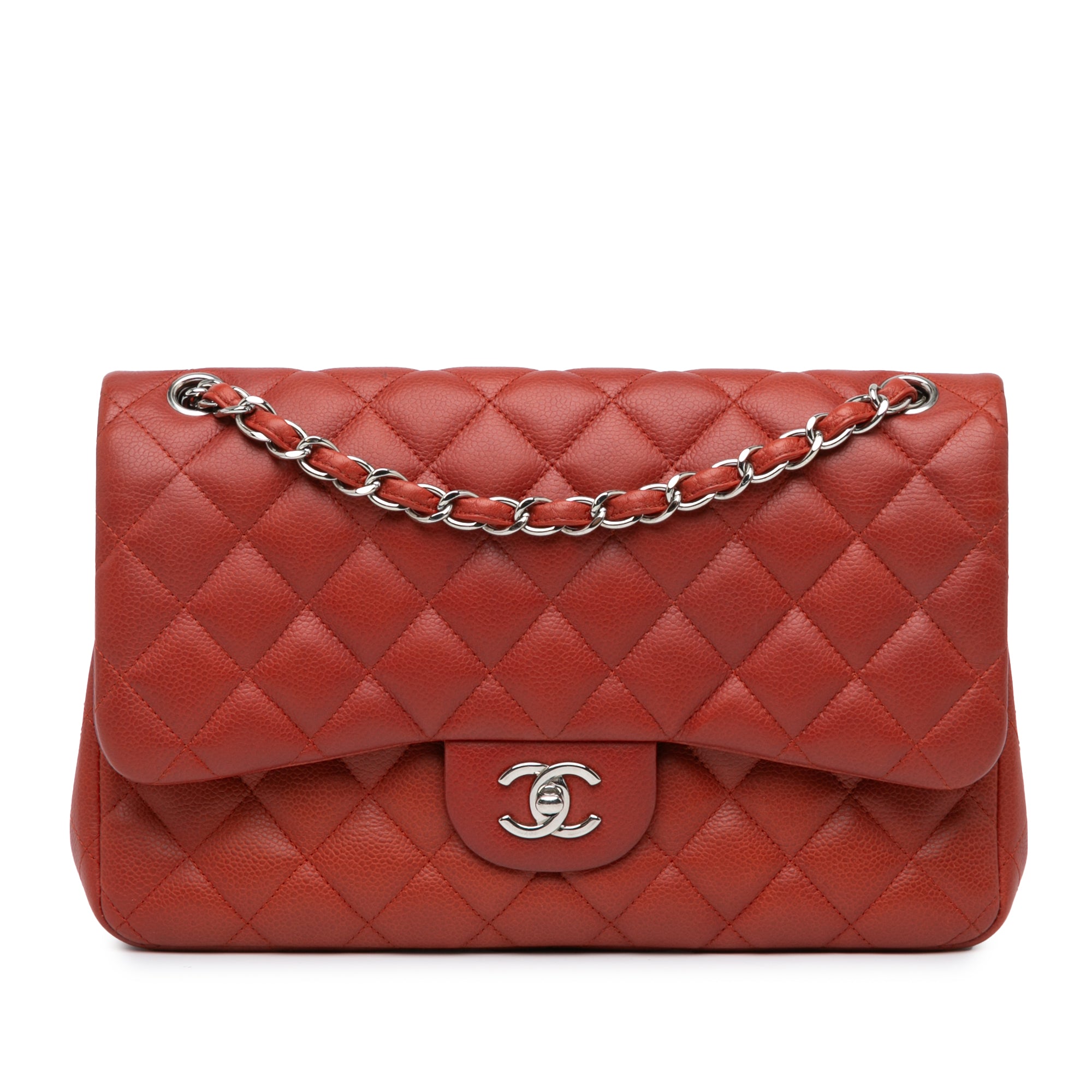 Chanel | Pre-Owned Jumbo Classic Caviar Double Flap | Red