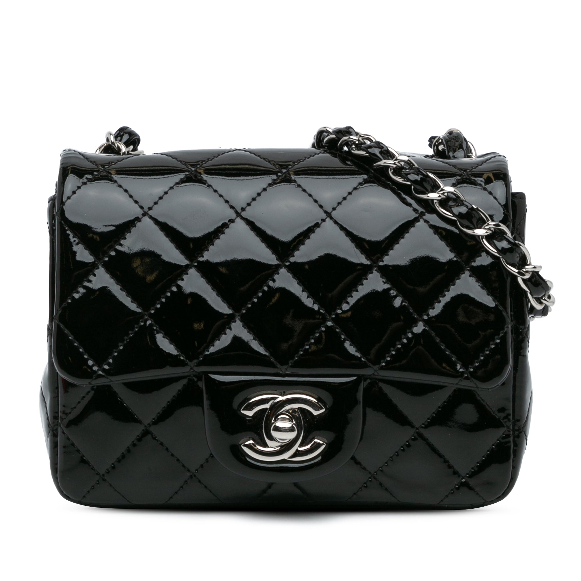 Chanel | Pre-Owned Mini Square Classic Patent Single Flap - X | Black