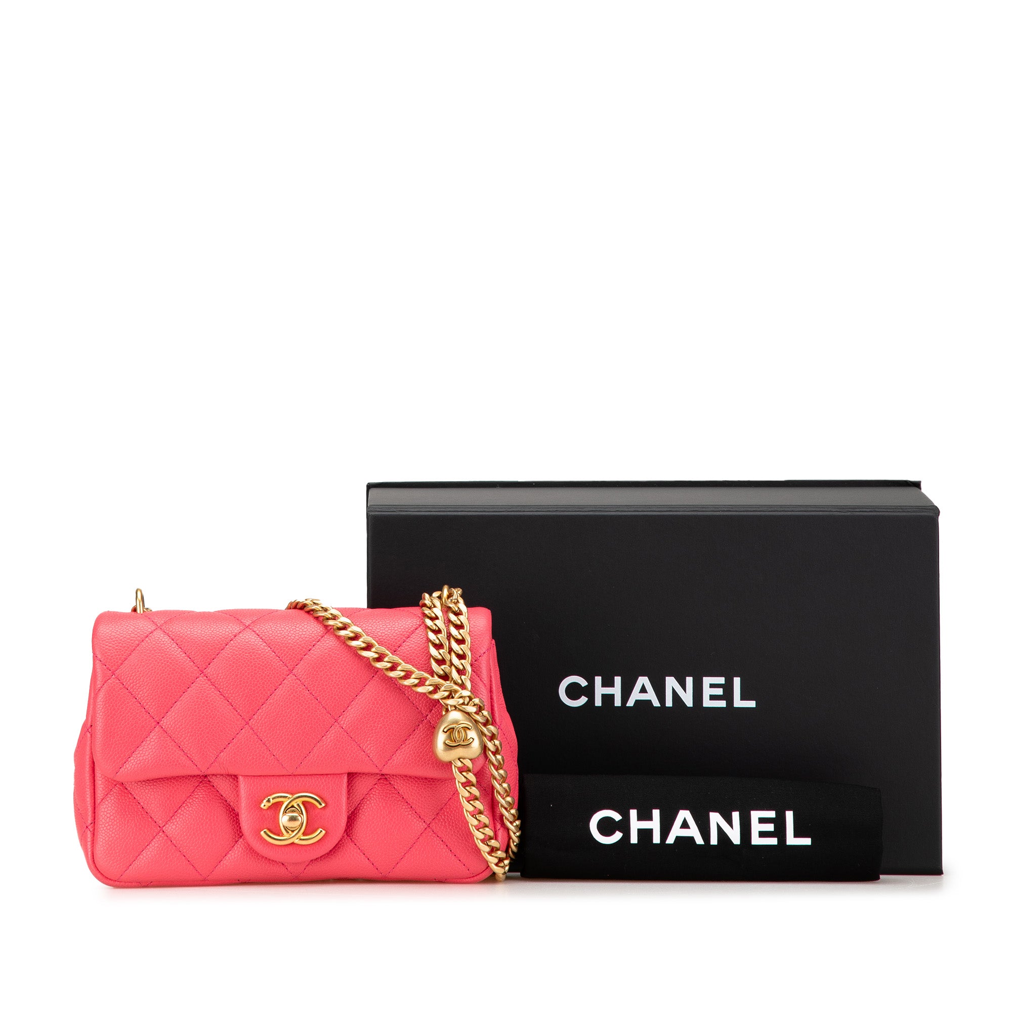 Chanel | Pre-Owned Mini Quilted Caviar Sweetheart Flap | Pink/Dark Pink