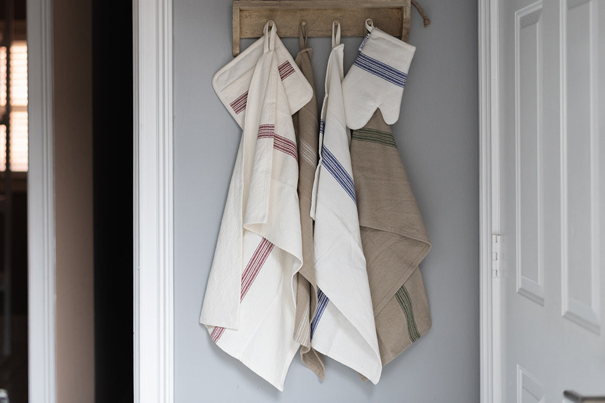Kitchen Tea Towel | Vintage Navy Blue Stripe | Set of 2