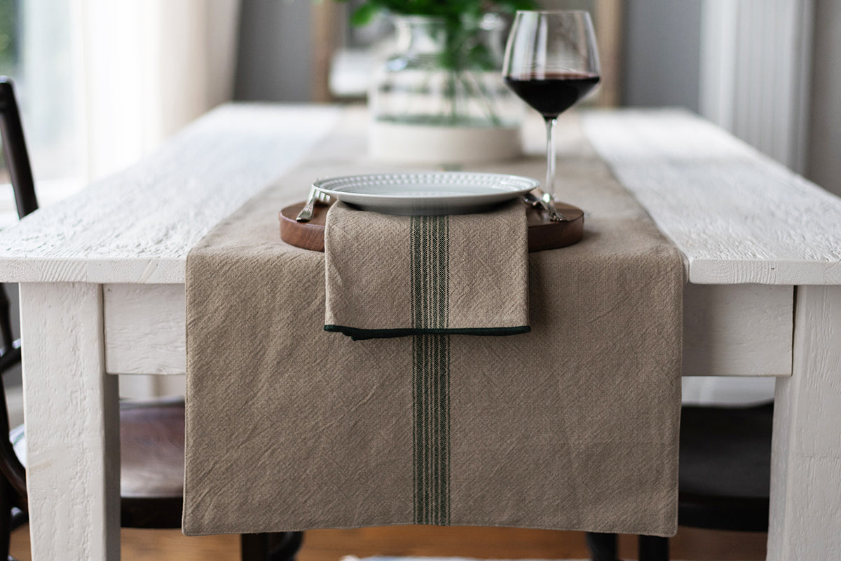 Dinner Napkins | Vintage Spruce Green Stripe | Set of 4