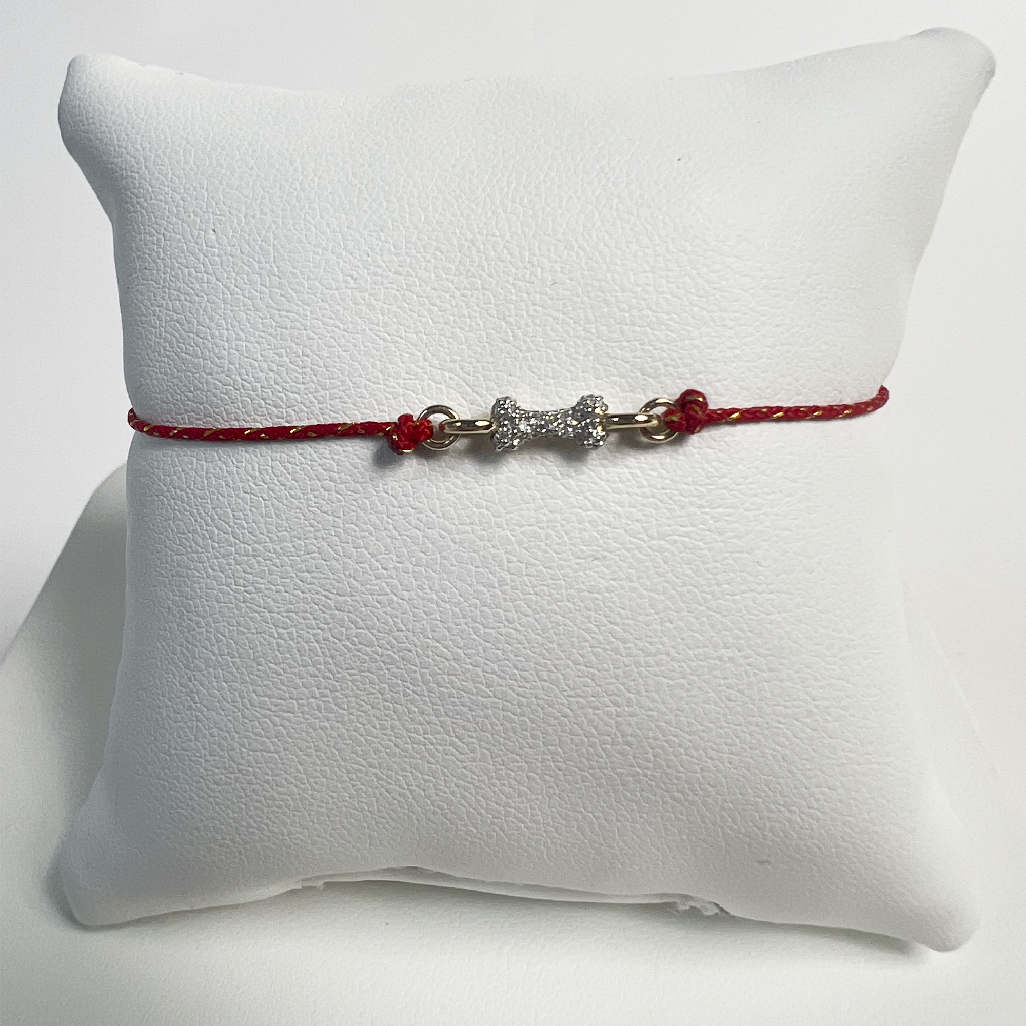 Pave Bone Friendship Bracelet | 10K Yellow Gold | White Diamond