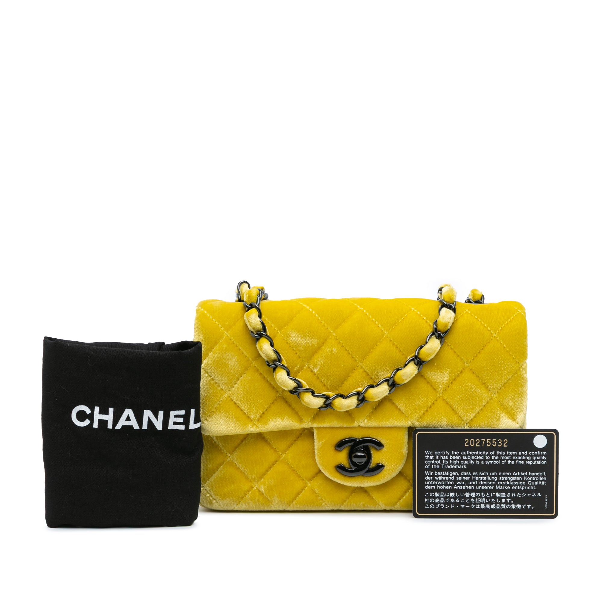 Chanel | Pre-Owned Mini Rectangular Classic Velvet Single Flap | Yellow