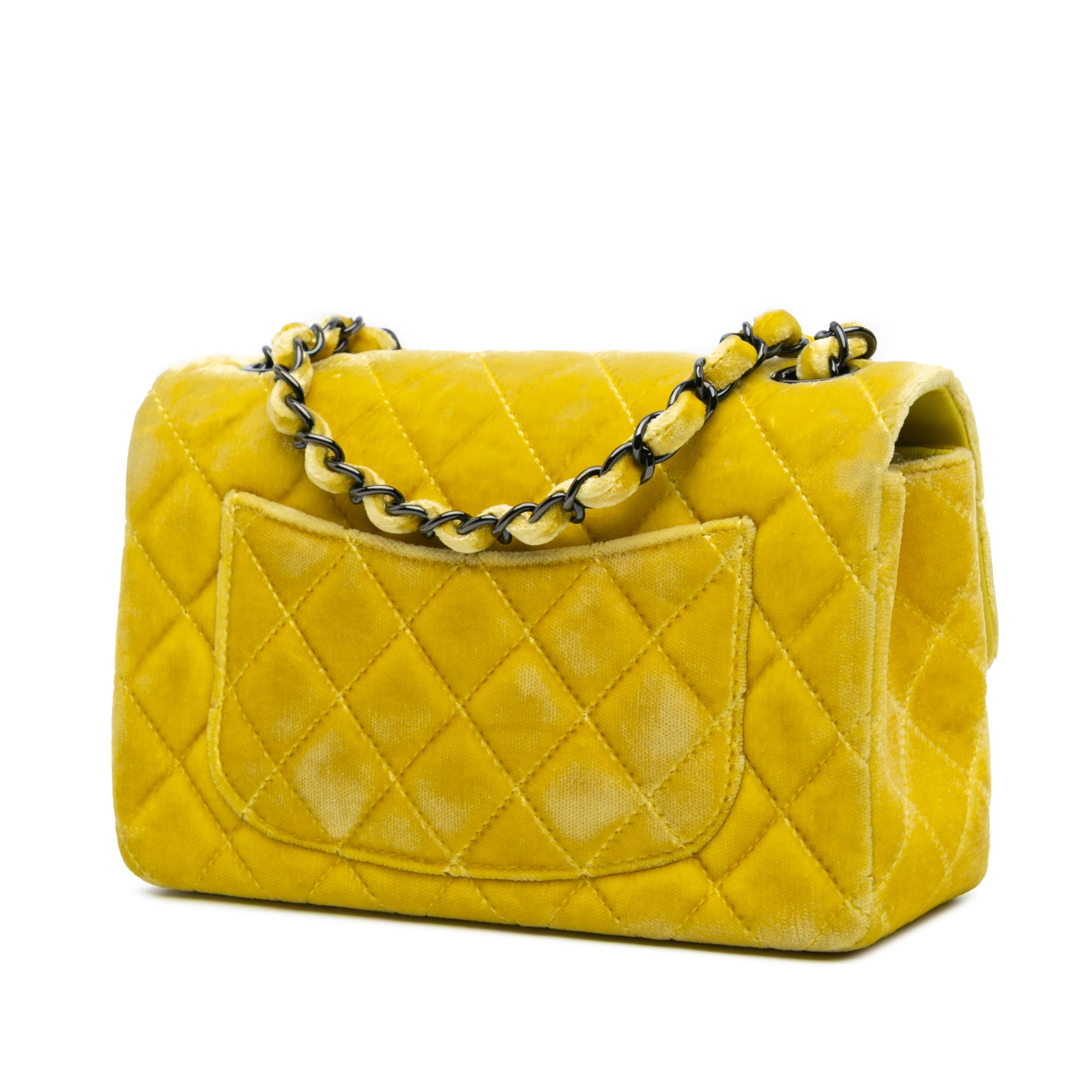 Chanel | Pre-Owned Mini Rectangular Classic Velvet Single Flap | Yellow