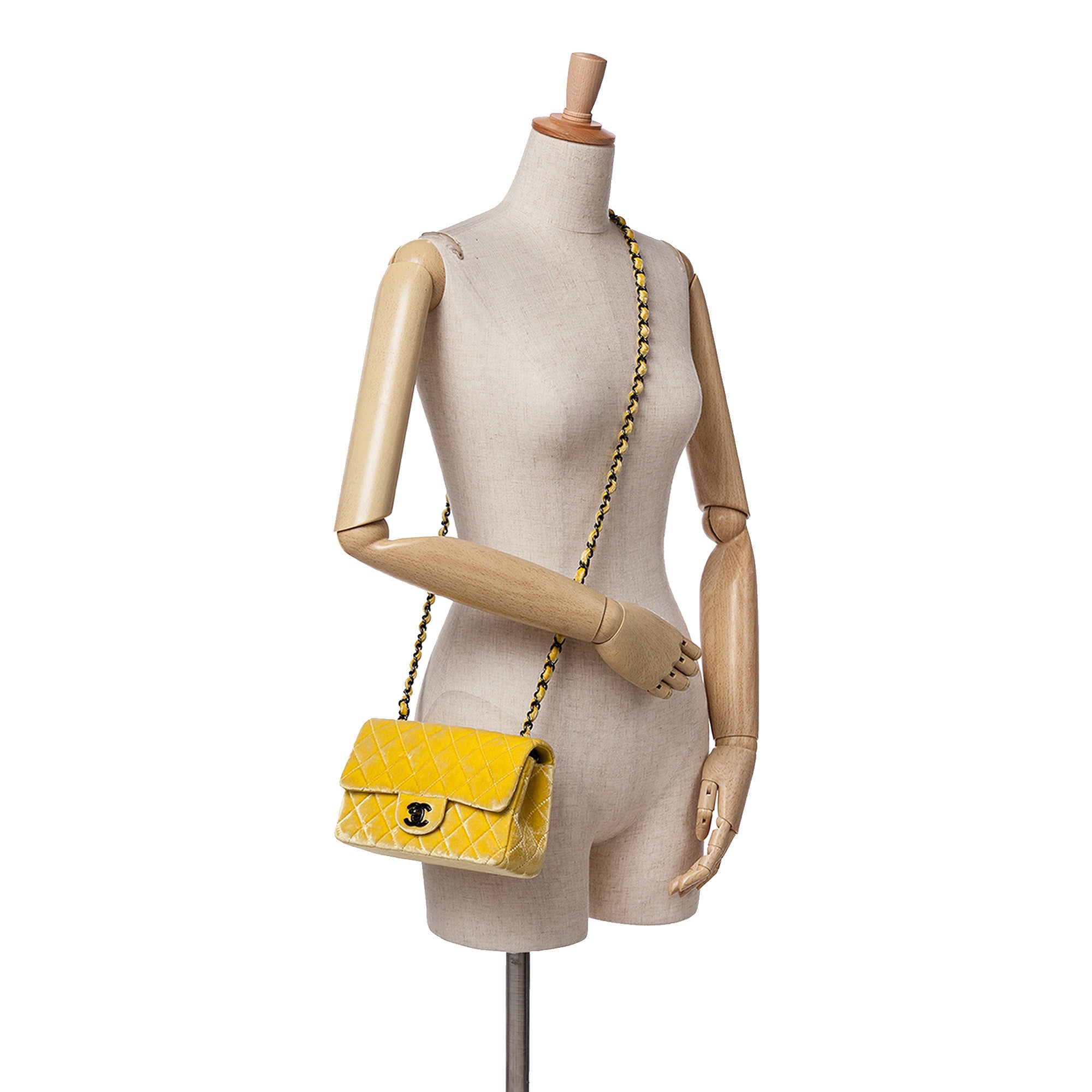 Chanel | Pre-Owned Mini Rectangular Classic Velvet Single Flap | Yellow