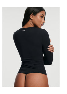 Quarter Zip Long Sleeve Top | Black