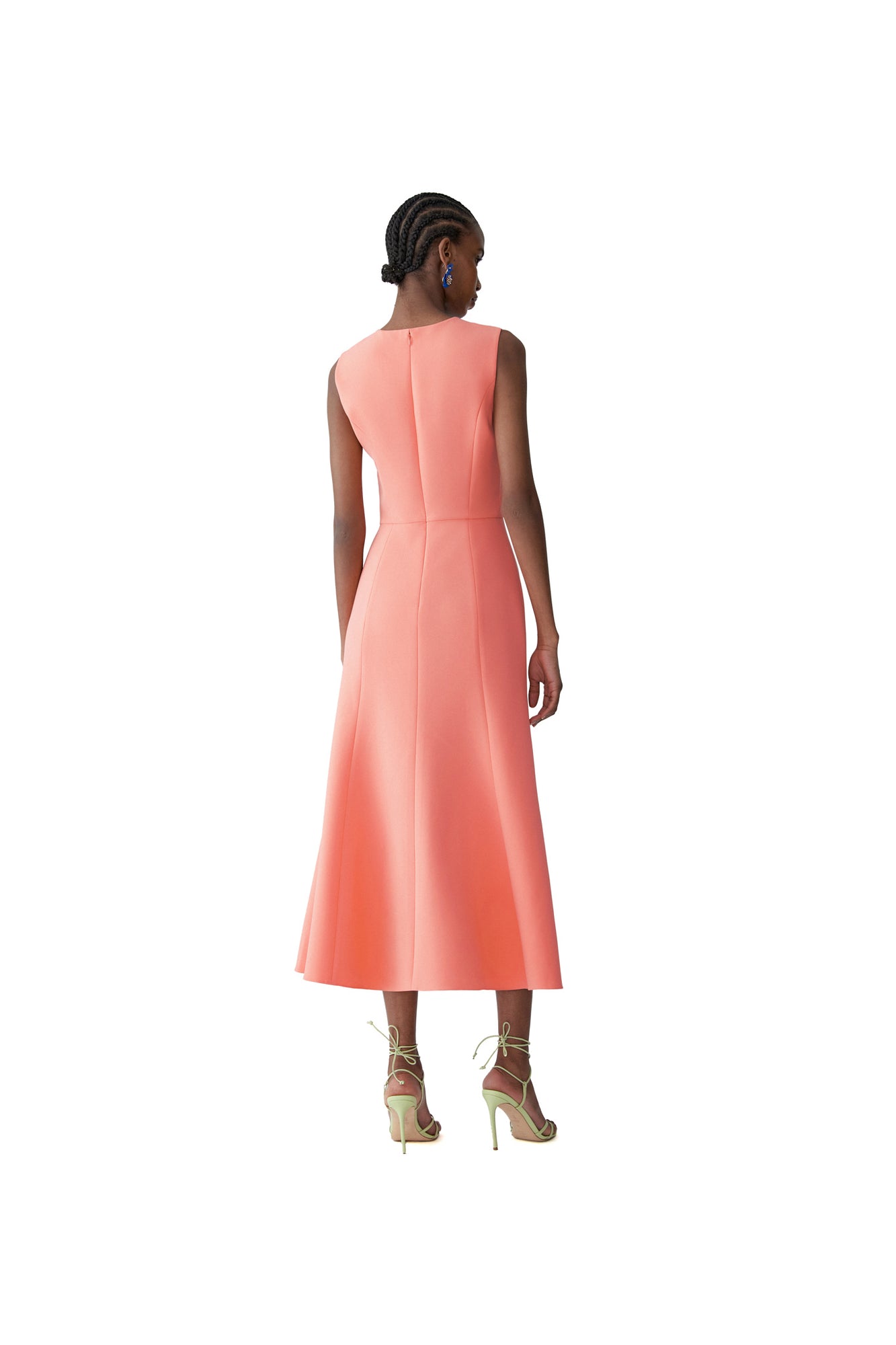 Embroidered Sleeveless Crewneck Flare Dress | Sunset Multi