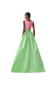 Sleeveless Boat Neck Column Gown With Overskirt | Pomelo Multi