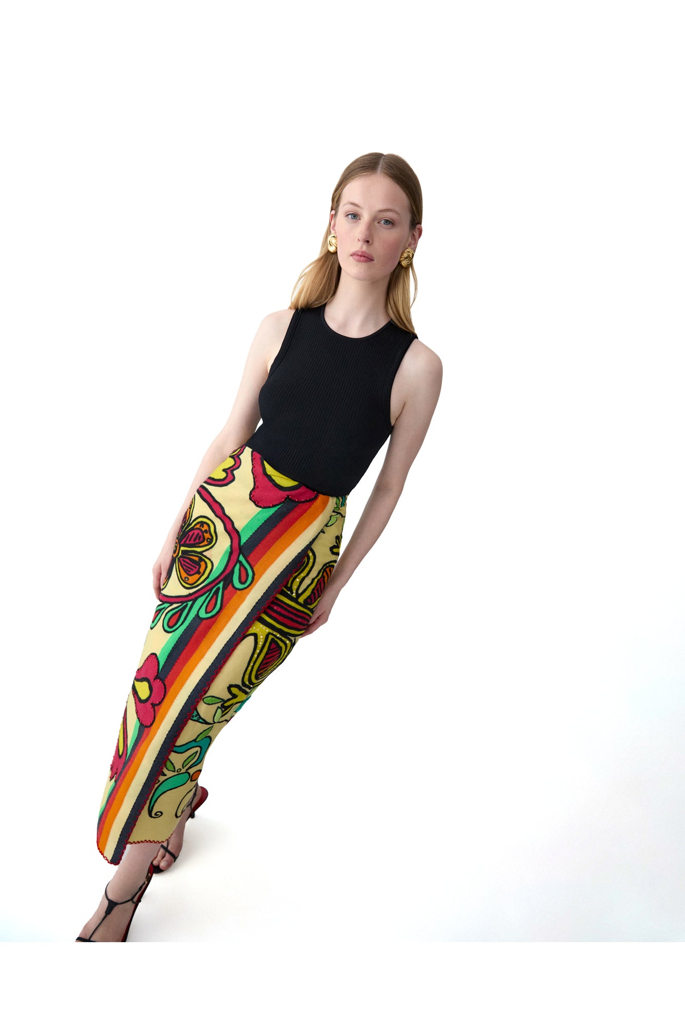 Rianna Nina Printed Scarf 115 x 180 cm | Daffodil/Multi
