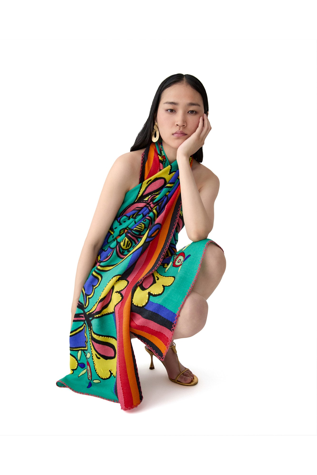 Rianna Nina Printed Scarf 115 x 180 cm | Turquoisemult