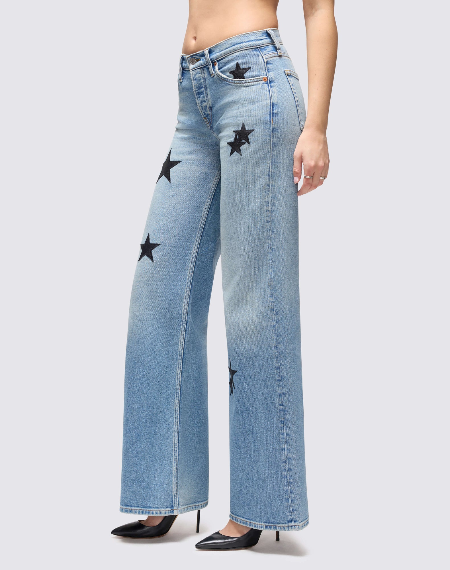 Womens | Comfort Stretch Mid Rise Wide Leg | Opal Indigo Star