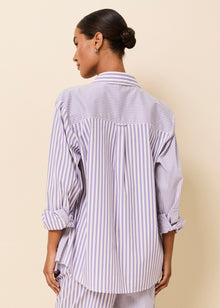 Avril Button Down Ultra Violet Stripe - Solid & Striped